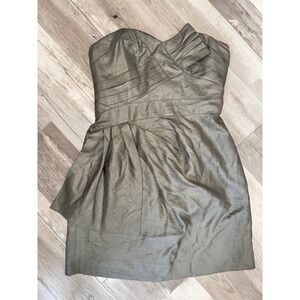 BCBGMAXAZRIA Runway Cocktail Dress Women Sage Green Pleated Asymmetrical Size 4